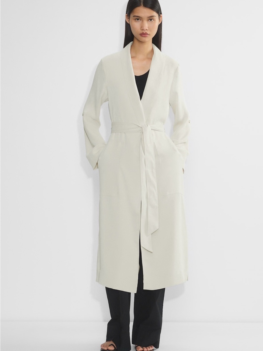 Aritzia Cream Belted Drape Robe Blazer-I lost the strap